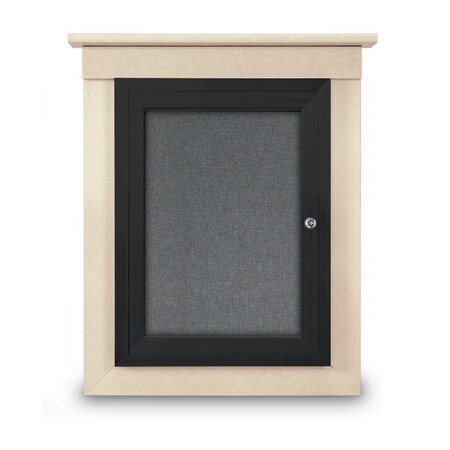 United Visual Products 42"x32" 2-Door Enclosed Letterboard, Blue Felt/Lt Oak UV26235O-LTOAK-BLUE